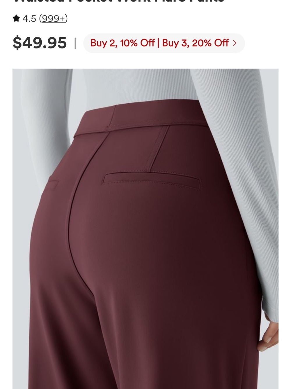 HALARA High-Rise Wide-Leg Pants in Deep Wine - Picture 4 of 6